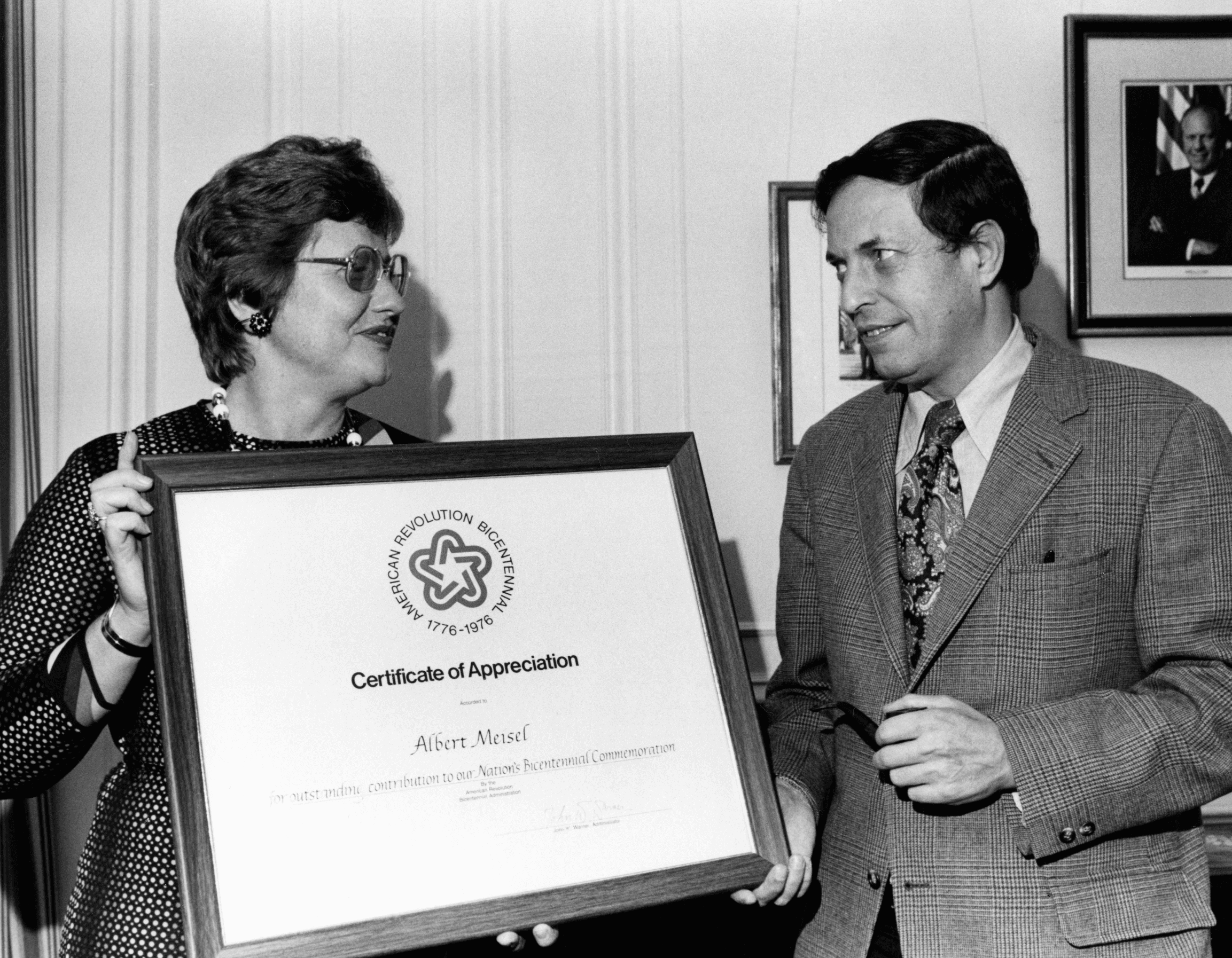 (November 18, 1976) - Presentation of Certificates of Appreciation by the American Revolution Bicentennial Administration